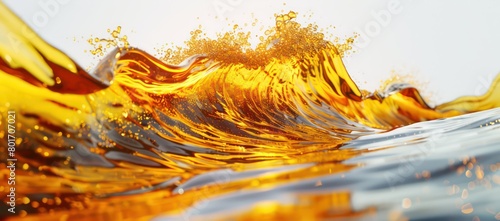 yellow golden liquid swell on white background photo