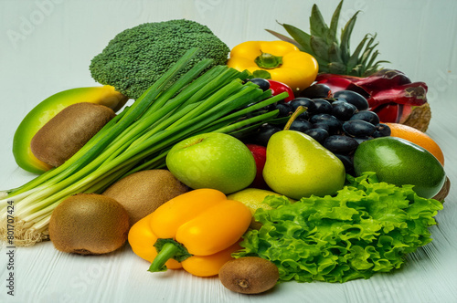 fresh vegetables on white