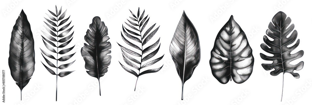 botanical wall art, tropical foliage line art design botanical wall art, tropical foliage line art design