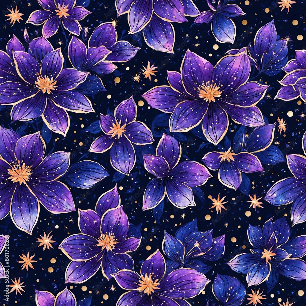 Midnight Flowers Seamless Pattern Background Midnight Flowers Seamless Pattern Background
