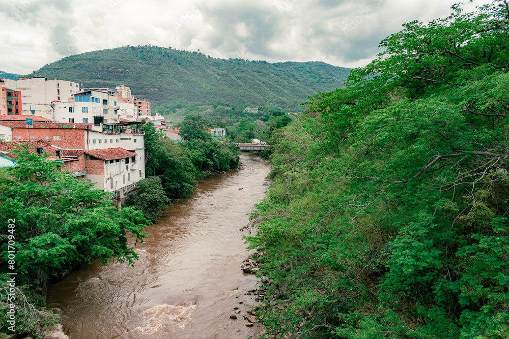 landscape of the Fonce River as it passes through the city of San Gil