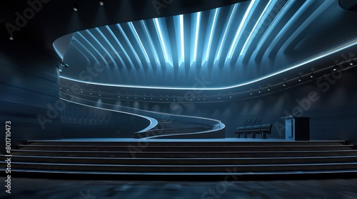 ultra modern auditorium, podium on the stage