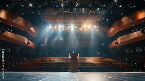 ultra modern auditorium, podium on the stage photo