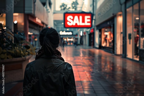 woman watching sale sign