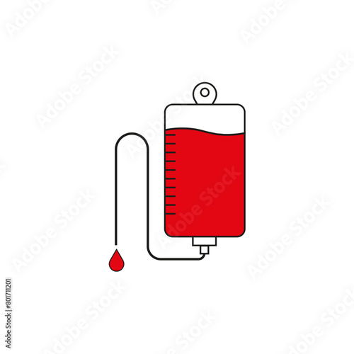 Blood donation bag vector icon. Medical transfusion concept illustration.