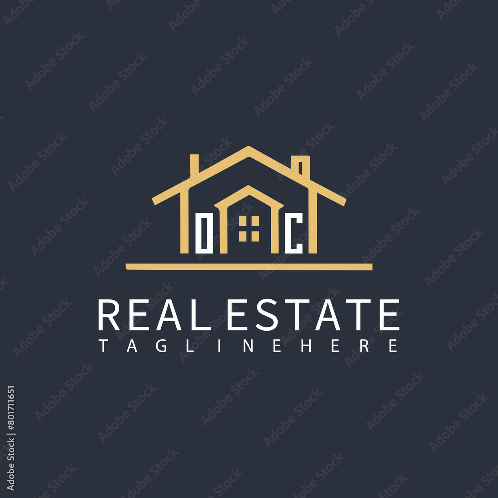 OC monogram logo for real estate with home shape creative design. OC monogram logo for real estate with home shape creative design.