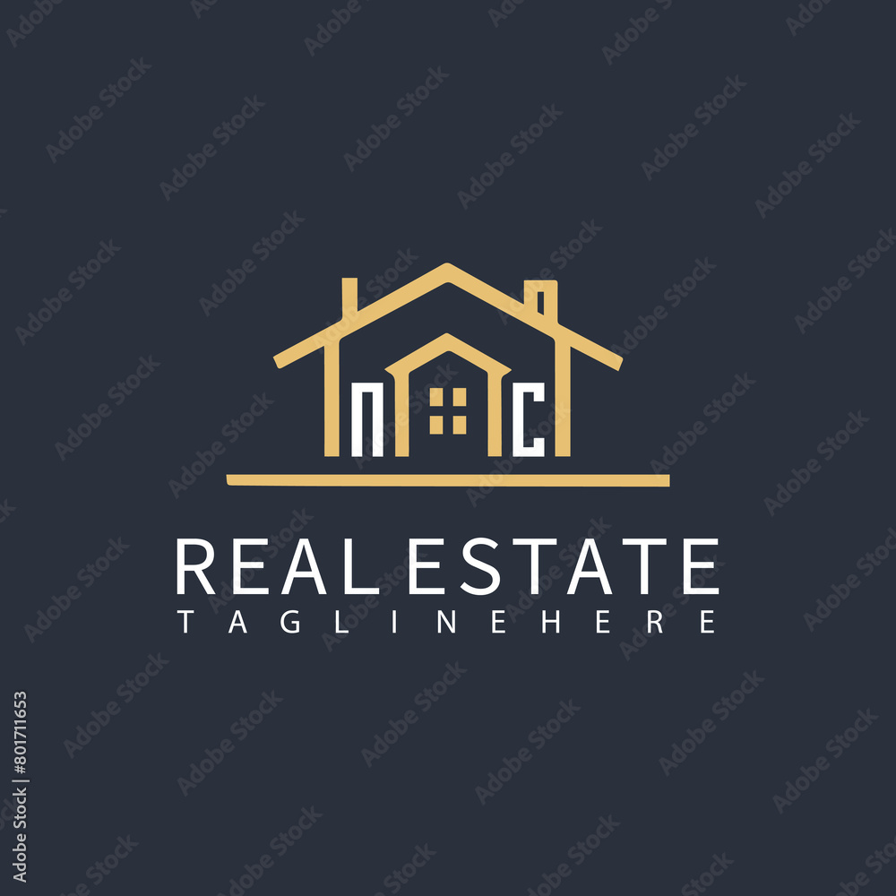 NC monogram logo for real estate with home shape creative design. NC monogram logo for real estate with home shape creative design.