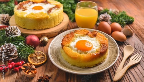 Christmas dinner philipines, bibingka is a doughy rice-flour cake incorporating coconut milk, butter and eggs