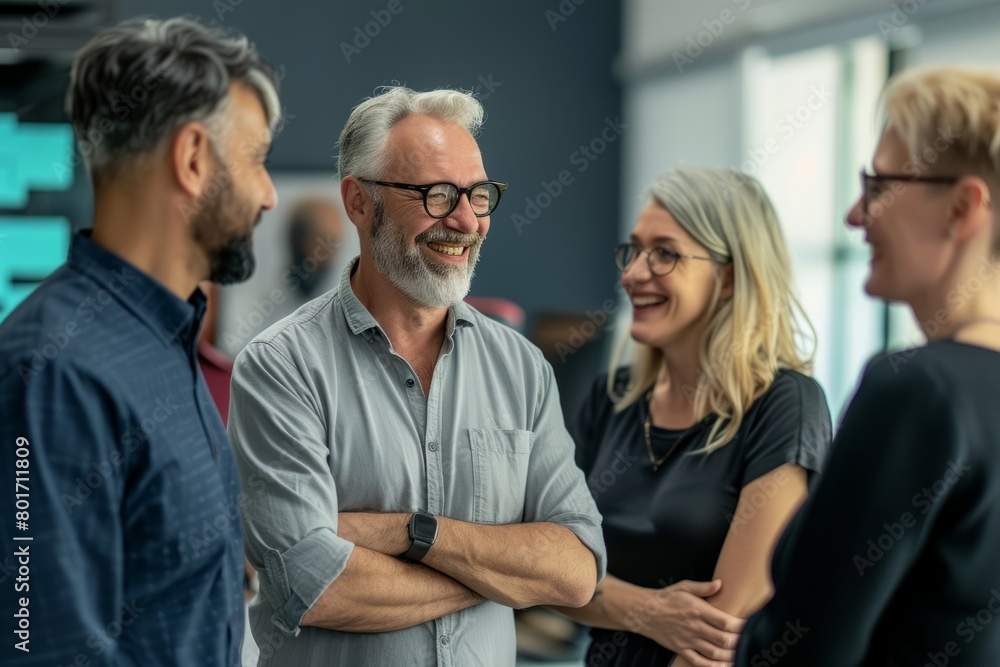 Group of business people working together in modern office. Selective focus.