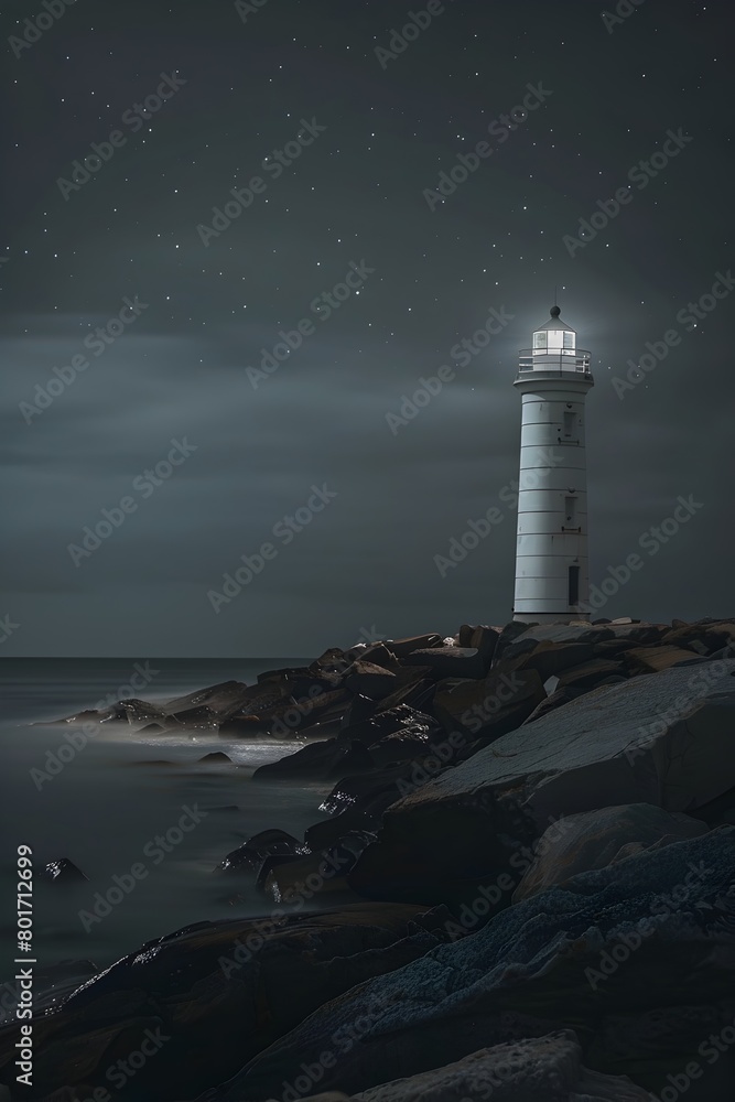 Lone Lighthouse Guiding the Way Through the Stormy Seas of Life