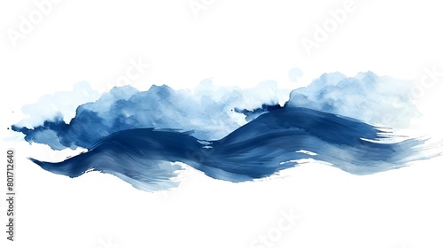 Blue Brush Stroke with Japanese Oriental Style Calligraphy for Artistic Expressions photo