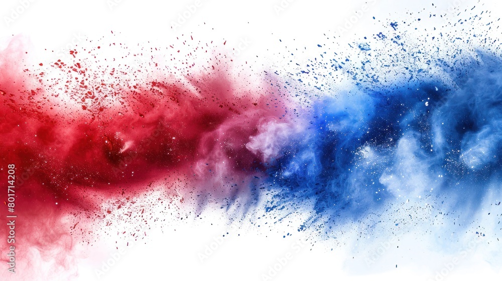 Colorful Patriotic Powder Splash with American Flag for Memorial Day, 4th of July, and Labor Day Celebration