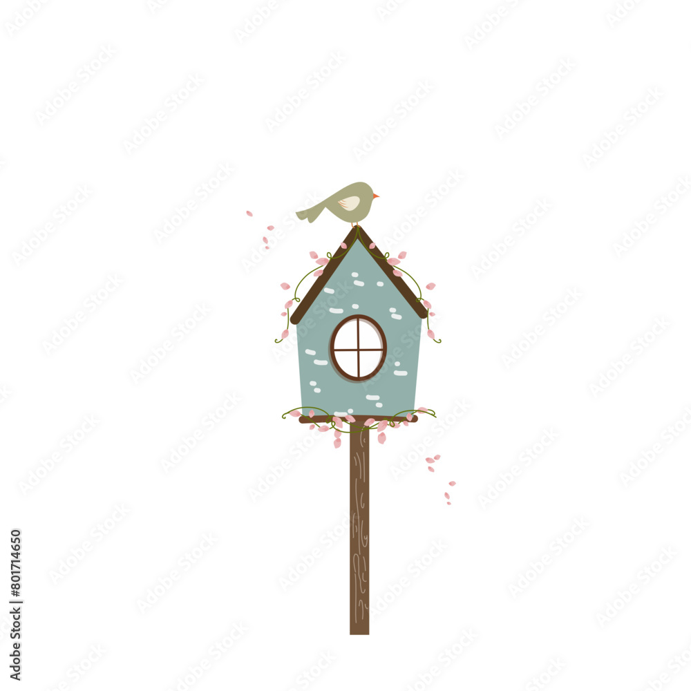 Bird house with floral 