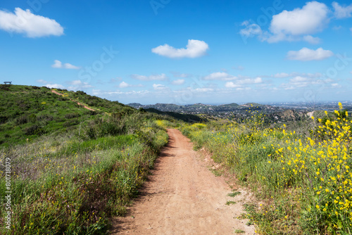 Santiago Oaks Regional Park hiking trail in the Anaheim Hills community of Orange County California. © trekandphoto