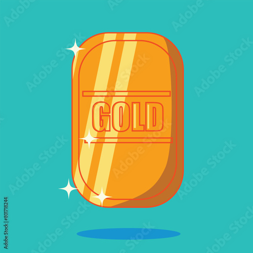 cute shiny gold bars isolated illustration