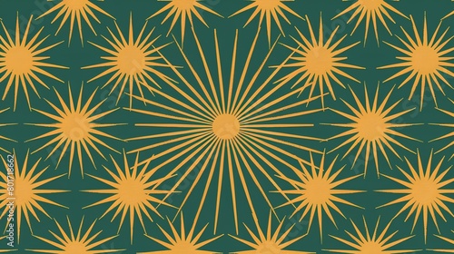 two-color simple minimalist graphic wallpaper pattern of many little starbursts or suns. generative AI