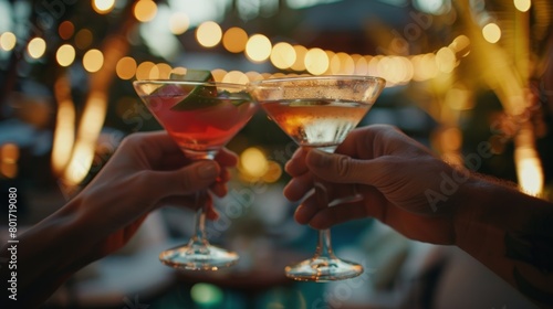 As the evening comes to an end the couple clinks their mocktail glasses together in a toast proud of their delicious and unique creations. photo