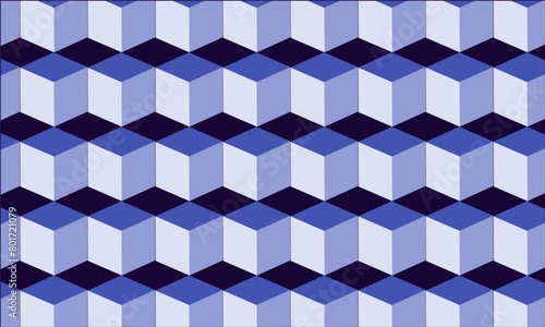 Seamless pattern of 3d isometric lilac cube 