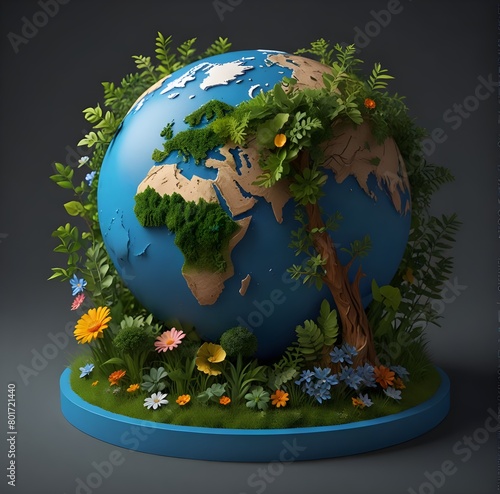 green planet earth and tree