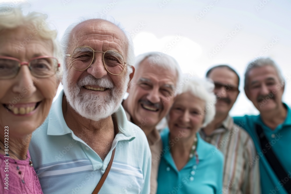 Portrait of a group of seniors smiling and looking at the camera Portrait of a group of seniors smiling and looking at the camera