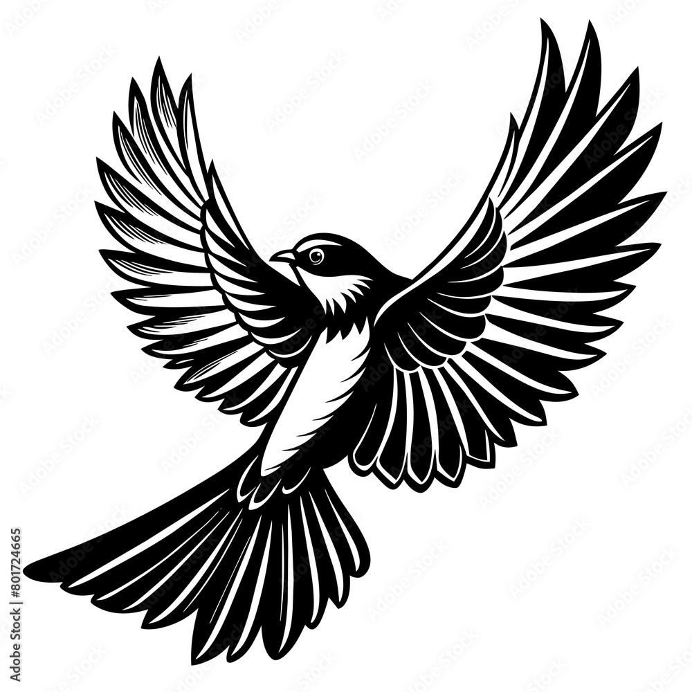           Flying bird logo icon silhouette vector illustration.
