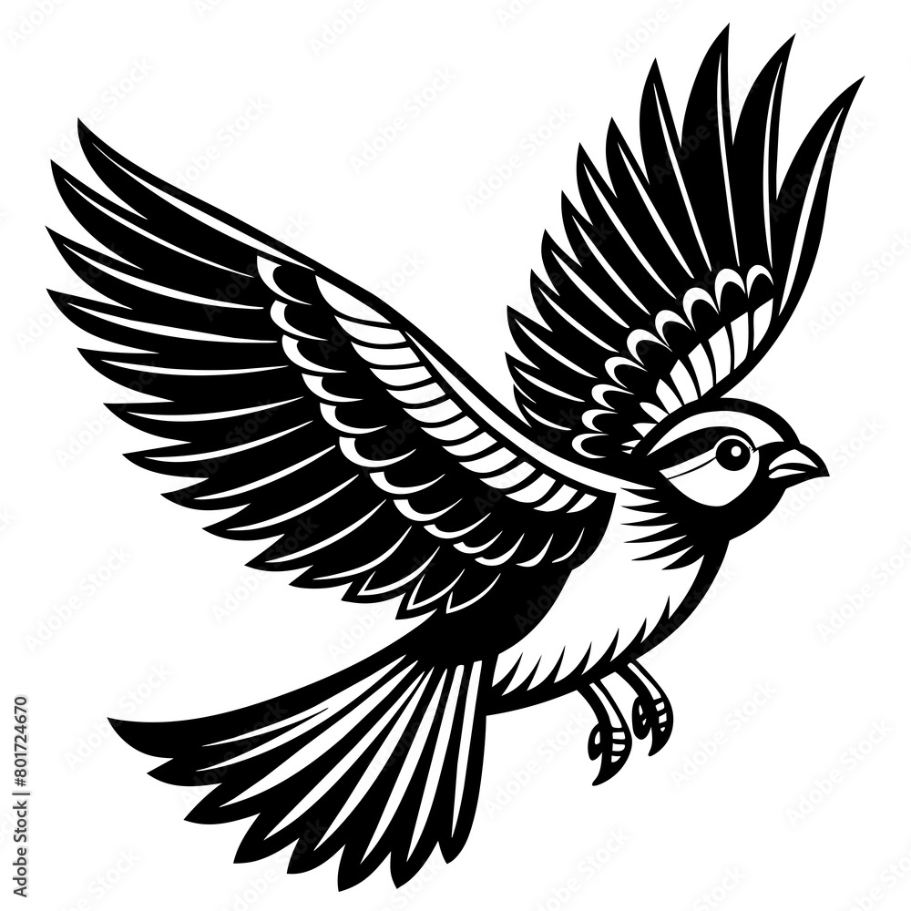 Fototapeta premium Flying bird logo icon silhouette vector illustration. 