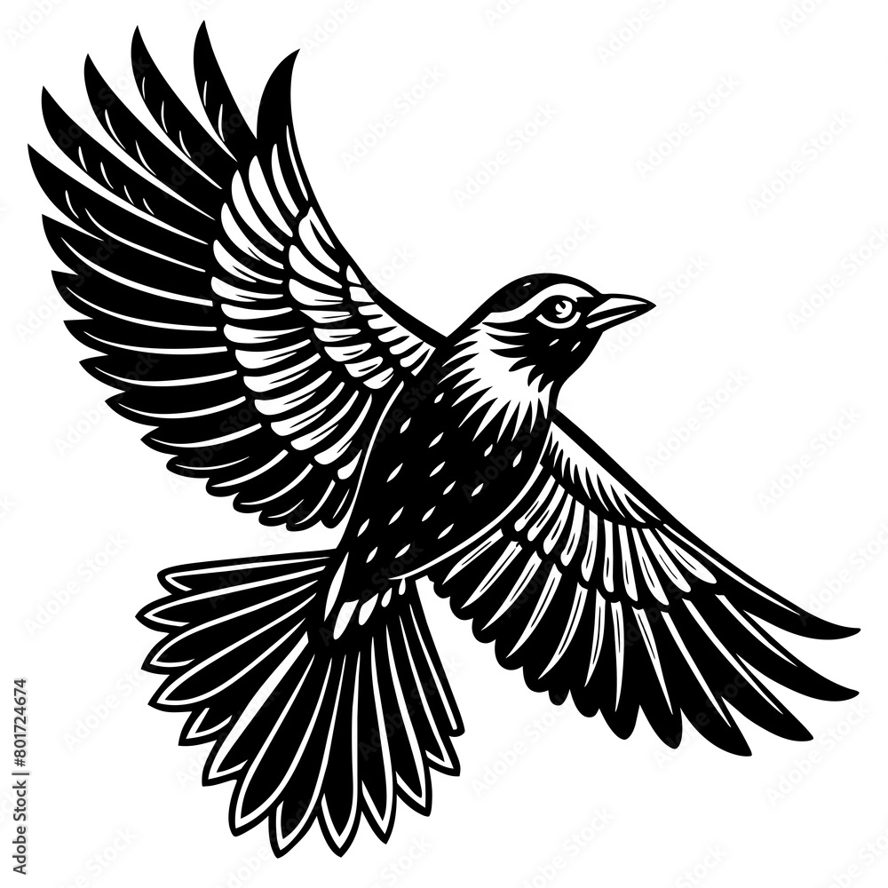 Naklejka premium Flying bird logo icon silhouette vector illustration. 