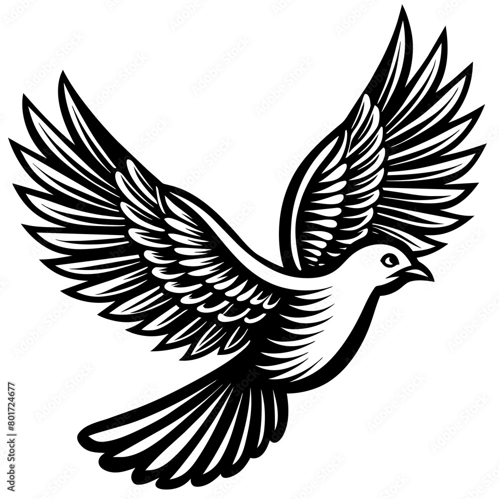 Fototapeta premium Flying bird logo icon silhouette vector illustration. 