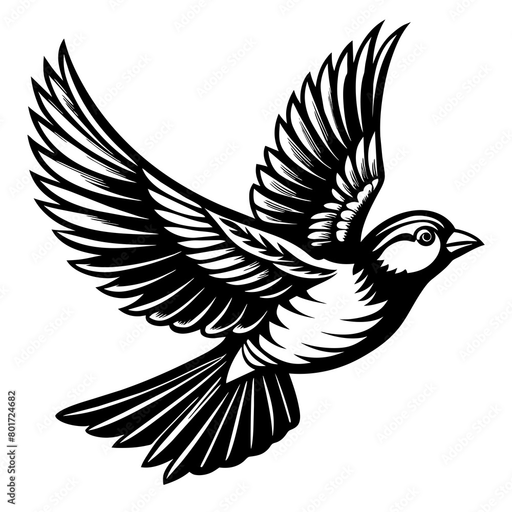 Obraz premium Flying bird logo icon silhouette vector illustration. 