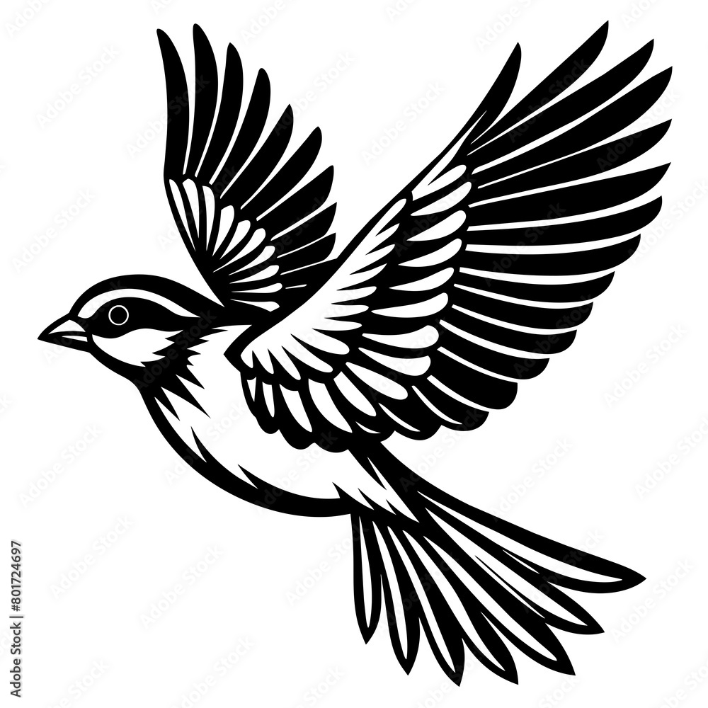 Fototapeta premium Flying bird logo icon silhouette vector illustration. 