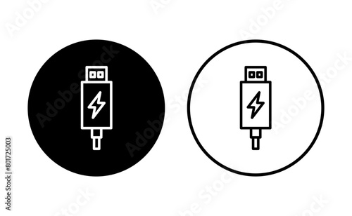Usb icon set. Flash disk icon vector