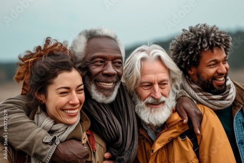 Portrait of a group of multiethnic friends having fun outdoors