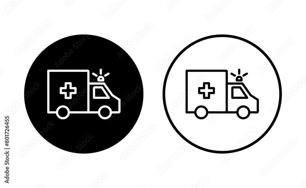 Ambulance icon set. ambulance truck icon vector. ambulance car Ambulance icon set. ambulance truck icon vector. ambulance car