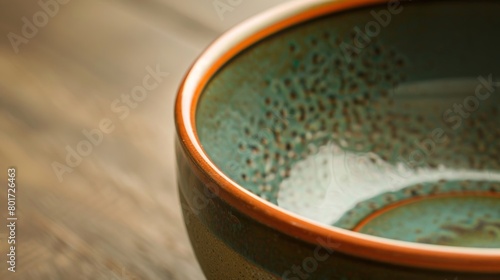 A closeup of a ceramic bowl with a oneofakind glaze showcasing a personalized message on the inside..