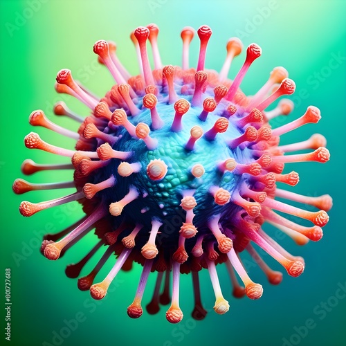  noro virus floating in front of a green background