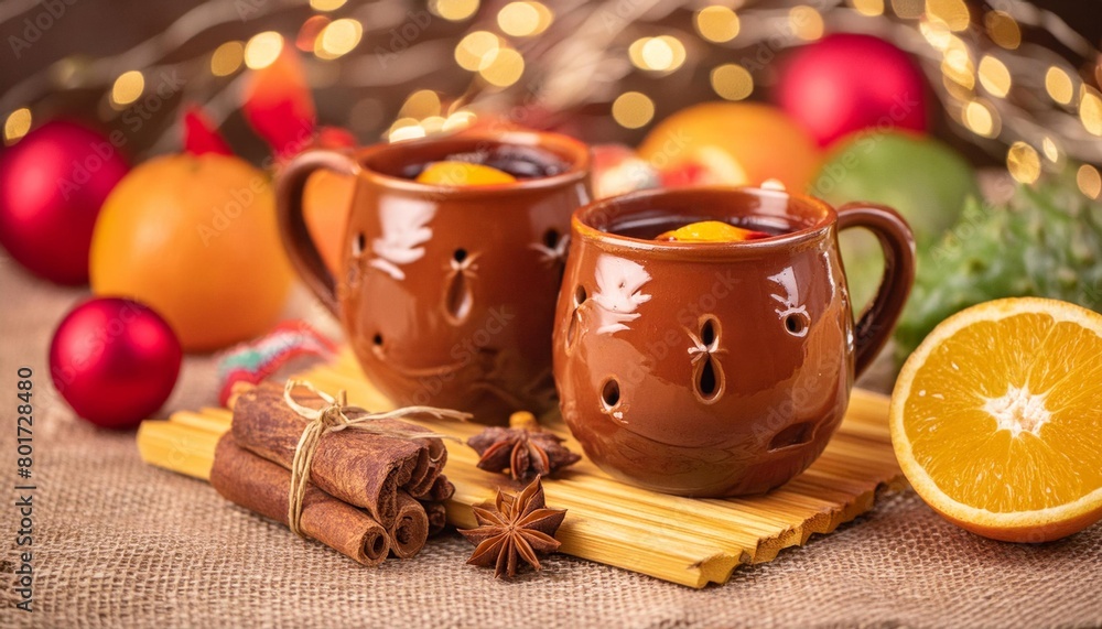 Mexico ponche navideno Christmas punch with beautiful christmas decorations Mexico ponche navideno Christmas punch with beautiful christmas decorations