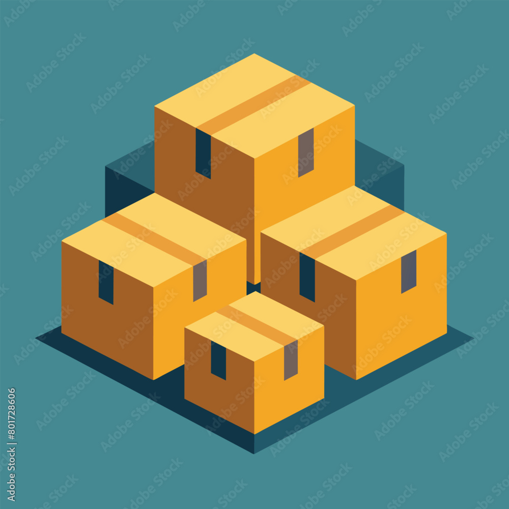 Set of cardboard boxes vector design