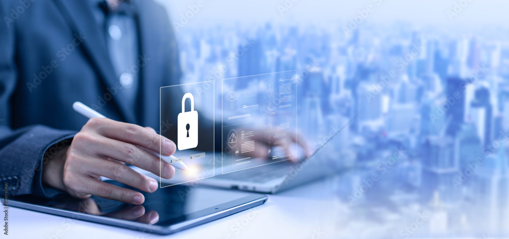 lock mark cyber security technology digital information. concept of secure data from crime, virus cyber, protect attacks from a hacker, password privacy on an online system. cybersecurity internet. lock mark cyber security technology digital information. concept of secure data from crime, virus cyber, protect attacks from a hacker, password privacy on an online system. cybersecurity internet.