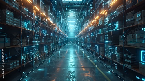 Advanced Technology and Efficient Organization in a High-Tech Warehouse photo