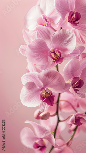 Elegant orchid flowers delicate pink petals - Close-up of elegant pink orchids with delicate petals, symbolizing luxury, love, and beauty in a soft setting