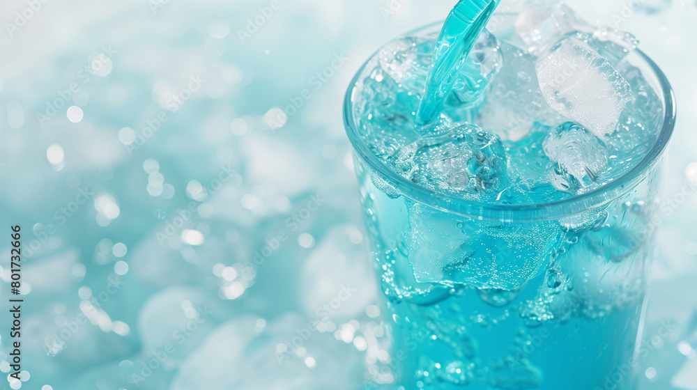 Close-up of Refreshing Blue Soda (Juice) with Ice Close-up of Refreshing Blue Soda (Juice) with Ice