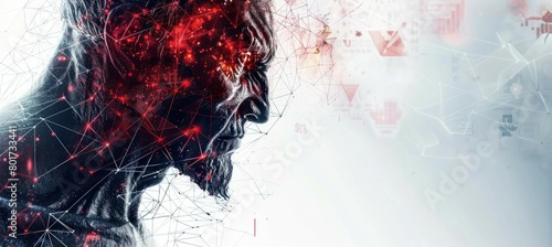 Cruel old satan with copy space background. Evil demonic hell character. Generative AI technology.