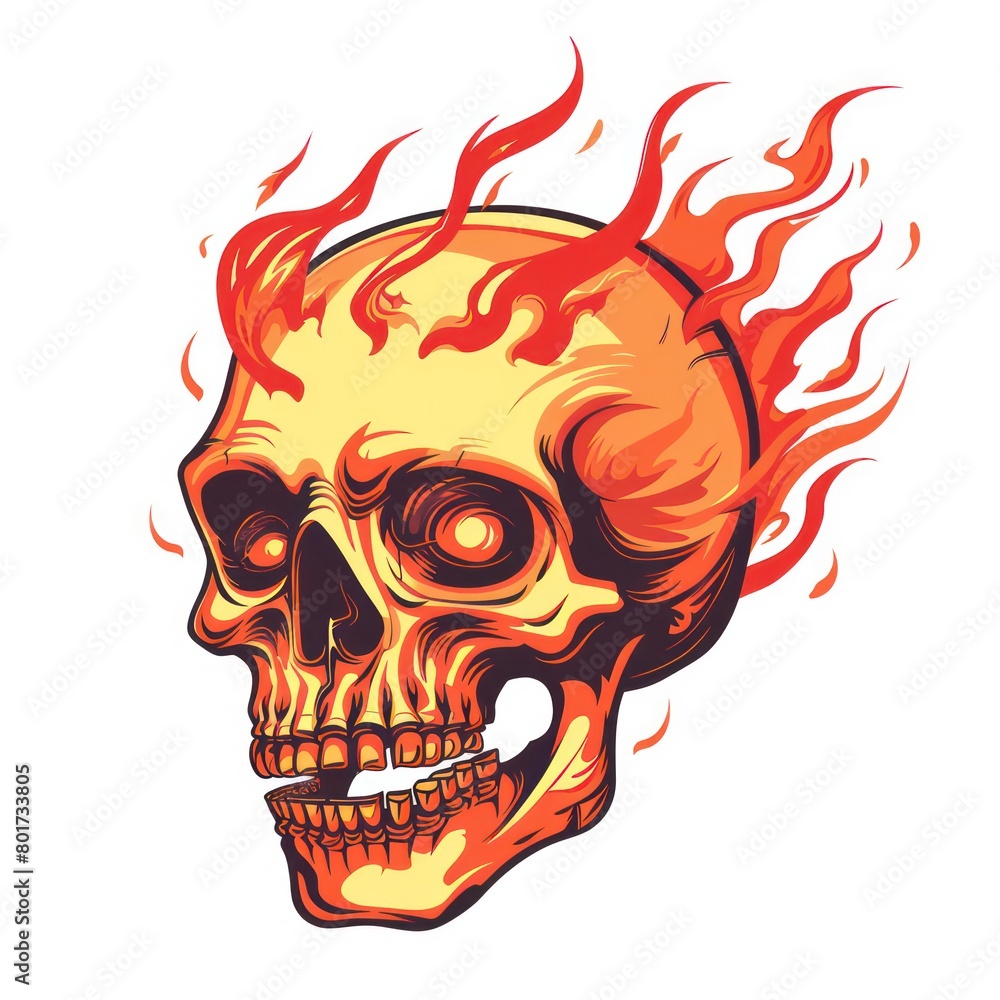 a flaming skull design on white background a flaming skull design on white background