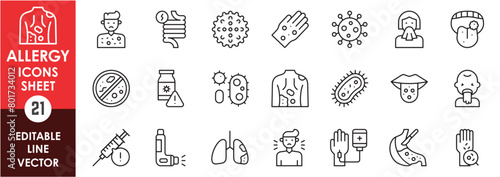Allergy icons set. Line allergy icons design. Vector icons collection