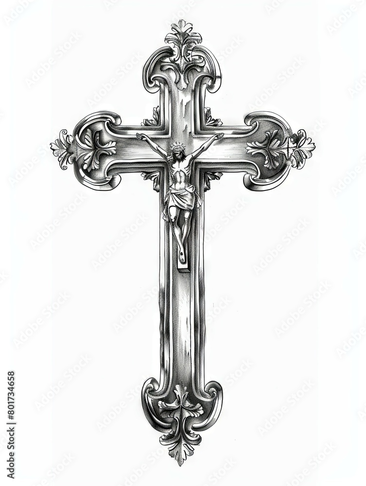 Elegant religious cross artwork - This artwork captures a religious cross with elegant design, reflecting traditional spiritual symbol