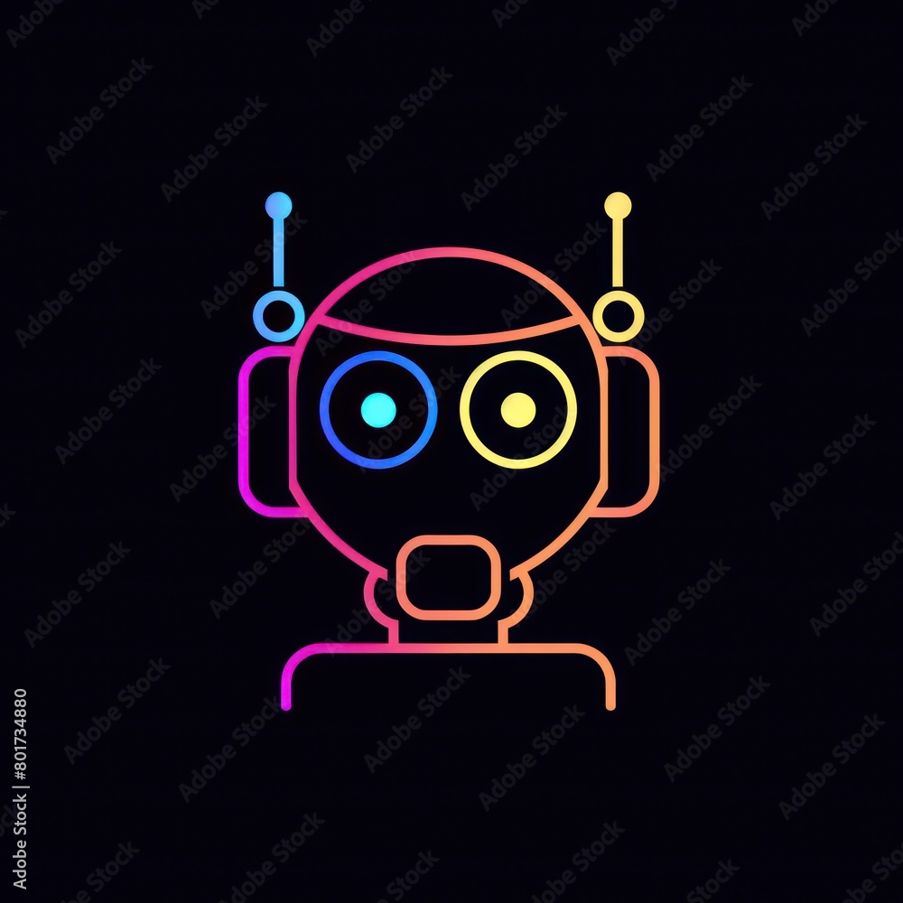 Obraz premium robot head neon logo design