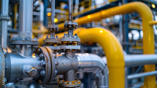 closeup industrial view of oil refinery plant pipeline heavy industry concept photography