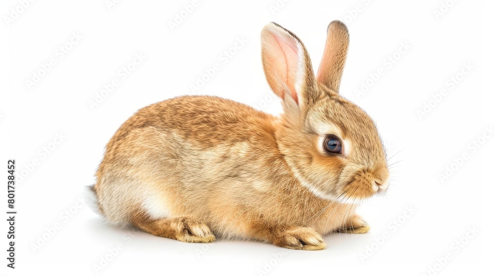 cute brown bunny rabbit isolated on white background animal photography