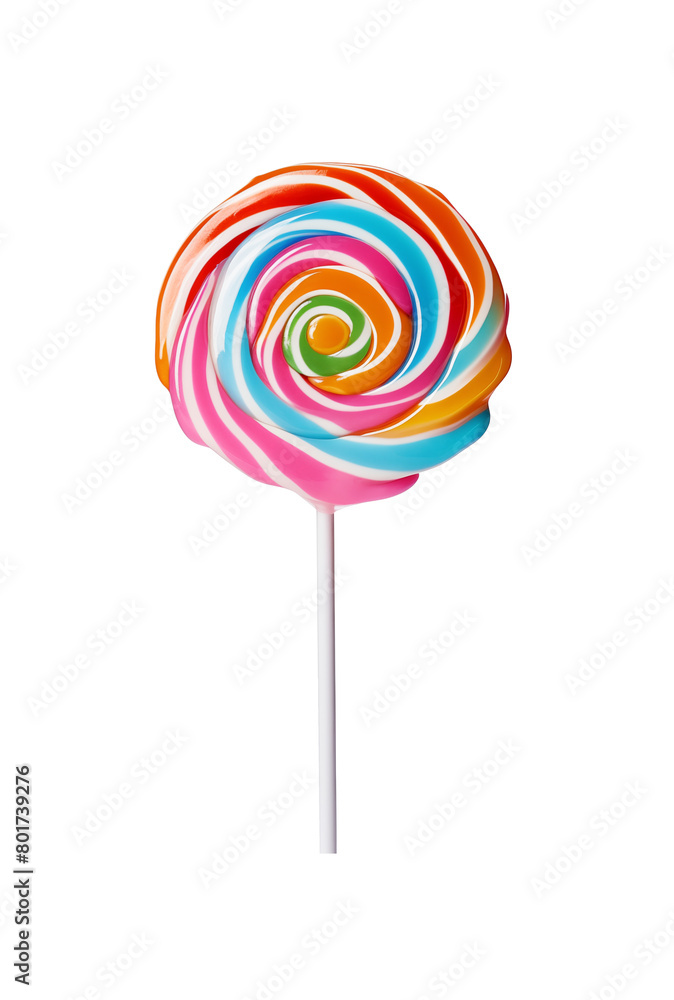 A single vibrant multicolored spiral lollipop with a swirl pattern, isolated on a transparent background. Generative AI A single vibrant multicolored spiral lollipop with a swirl pattern, isolated on a transparent background. Generative AI