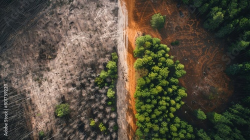 deforestations devastating divide natures delicate balance disrupted aerial environmental split image photo